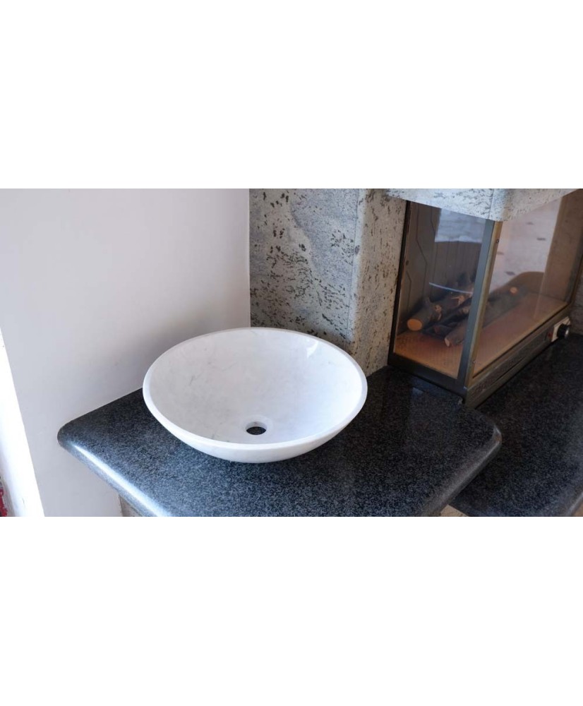 Lavandino in marmo bianco cristallino