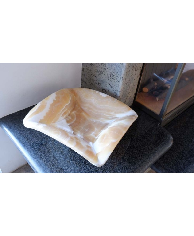 Lavandino in onice miele rettangolare cod. 03