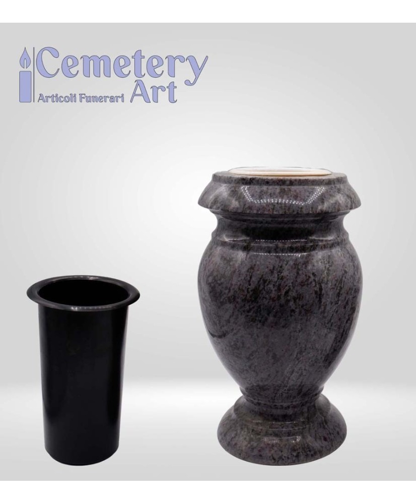 Vaso in granito Vizag blue cm. 30 completo di interni in plastica