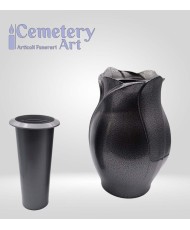 Portafiori Damy cm. 30 in lega di alluminio color nero martellato completo di interni in plastica