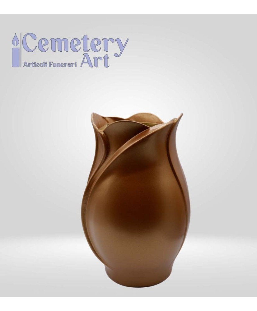Portafiori Damy cm. 30 in lega di alluminio color bronzo completo di interni in plastica