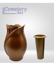 Portafiori Damy cm. 30 in lega di alluminio color bronzo completo di interni in plastica