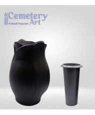 Portafiori Damy cm. 30 in lega di alluminio color nero matto completo di interni in plastica