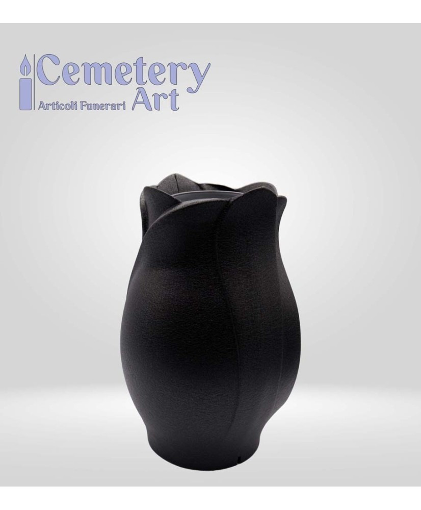 Portafiori Damy cm. 30 in lega di alluminio color nero matto completo di interni in plastica