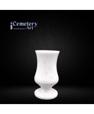 Vaso a calice cm. 22 a terreno marmo bianco carrara completo di interni in plastica