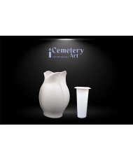 Portafiori Damy cm. 30 in lega di alluminio color bianco matto completo di interni in plastica