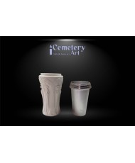 Vaso in marmo sintetico bianco altezza cm. 35 completo di interni in alluminio