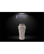 Vaso in marmo sintetico bianco altezza cm. 35 completo di interni in alluminio