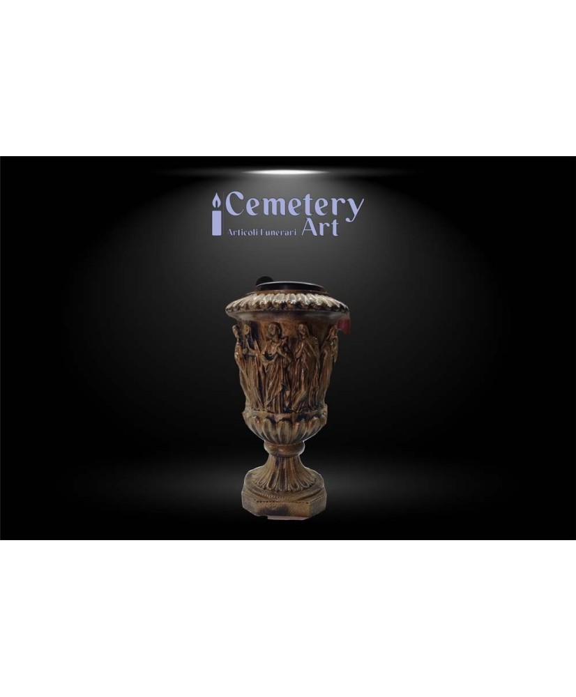 Vaso in marmo sintetico color bronzo altezza cm. 35 completo di interni in alluminio