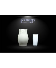 Portafiori Damy cm. 20 in lega di alluminio color bianco completo di interno in plastica