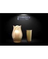 Portafiori Damy cm. 20 in lega di alluminio color bronzo completo di interni in plastica