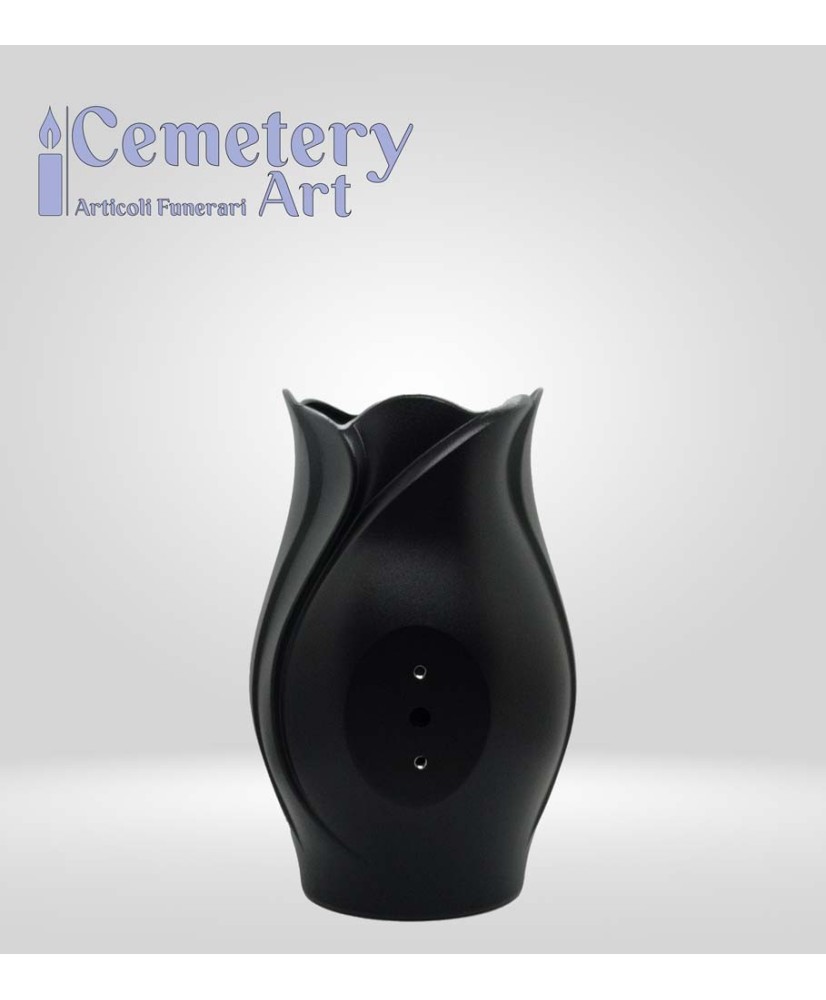 Portafiori Damy cm. 20 in lega di alluminio color nero matto completo di interno in plastica