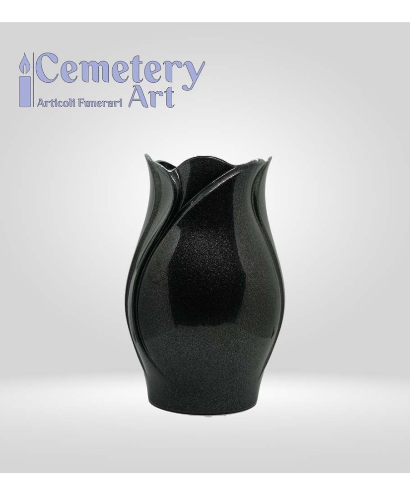 Portafiori Damy cm. 20 in lega di alluminio color cromo martellato completo di interni in plastica