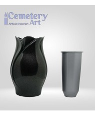 Portafiori Damy cm. 20 in lega di alluminio color cromo martellato completo di interni in plastica