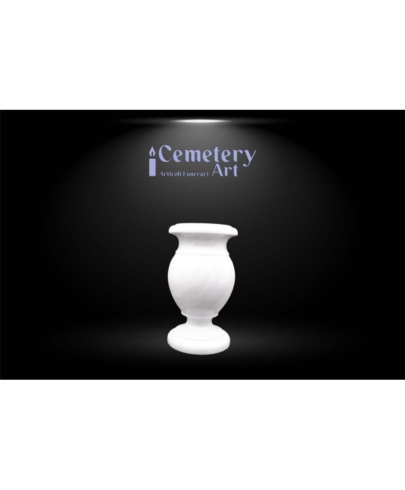 Vaso in marmo bianco carrara cm. 30 completo di interni in plastica