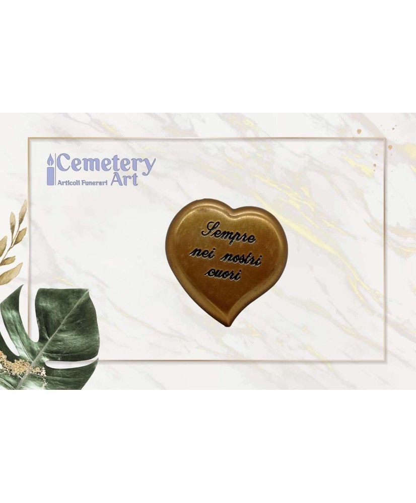 Cuore in bronzo cm. 8,5x8,5 completo di diciture