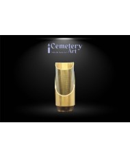Vaso in bronzo/ottone bicolore a parete cm. 22 completi di interni