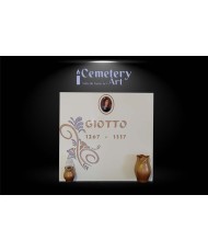 Set completo in lega di alluminio color bronzo composto da 1 vaso con interni in plastica e 1 lampada con fiamma in vetro