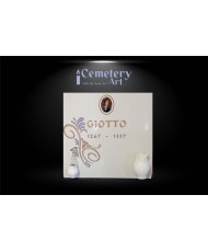 Set completo in lega di alluminio color bianco matto composto da 1 vaso con interni in plastica e 1 lampada con fiamma in vetro