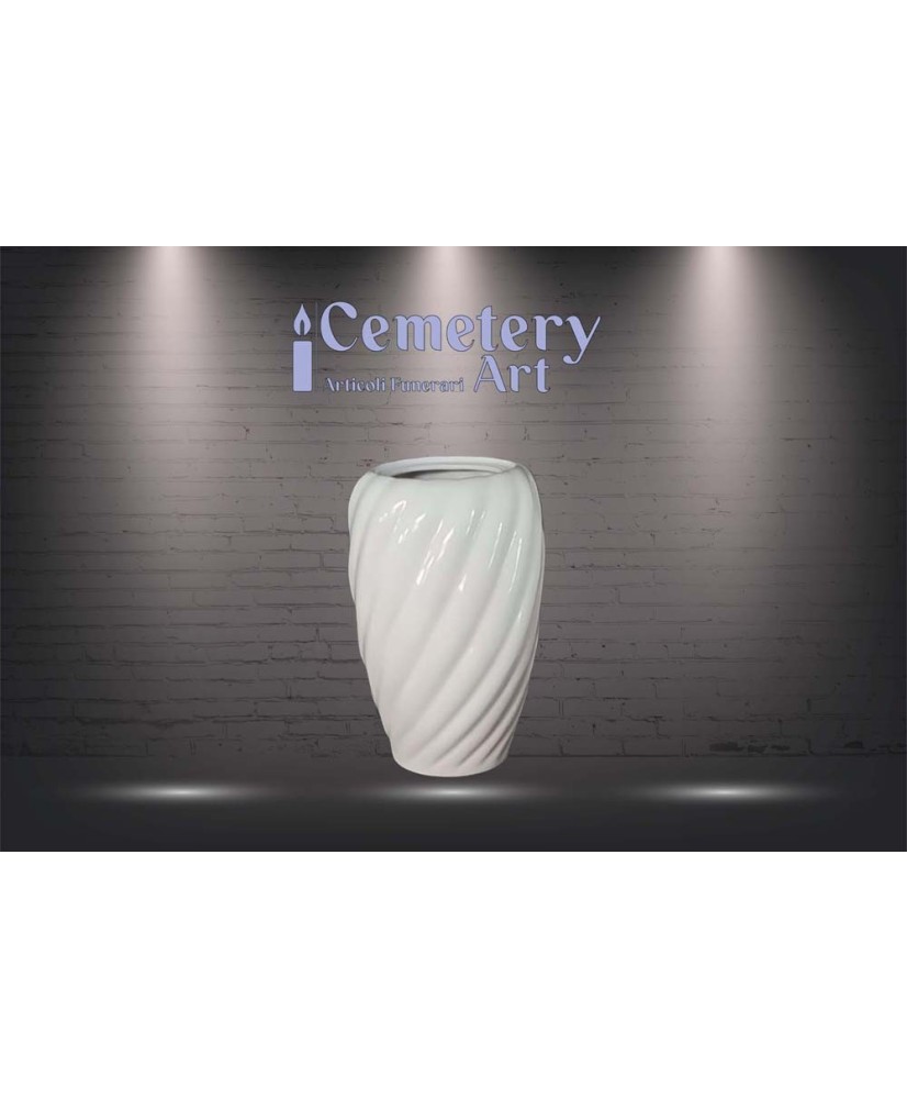 Portafiori serie Feston cm. 20 in porcellana bianca completo di interni in plastica