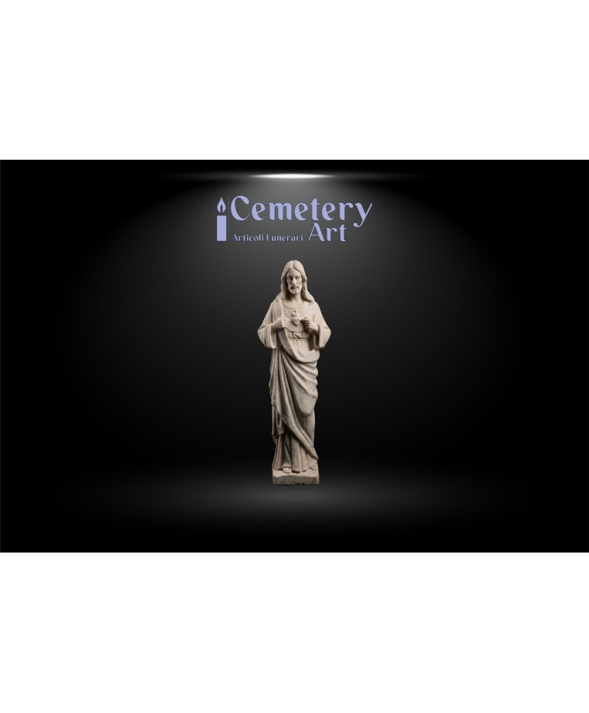 Statua di Gesù Sacro Cuore in marmo sintetico color bianco